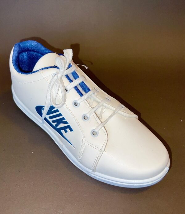 Nike White Sneakers with Blue Accents  ladies - Image 7