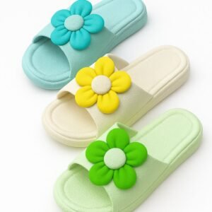 KS Shoes KPT Flower Soft Slides – Women’s Comfortable Summer Sandals | Available in Yellow, Sky Blue & Leaf Green