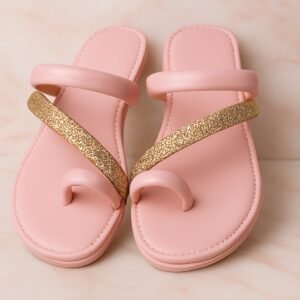 Trendy Women’s Glitter Strap Platform Sandals – Comfortable Casual Slip-On Slippers for Girls